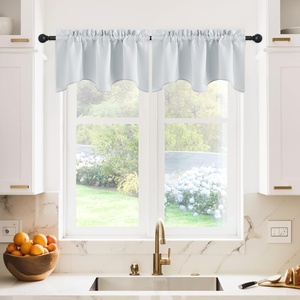 NICETOWN Blackout Kitchen Valances for Windo 18 Inch Length Rod Pocket(Greyish White)