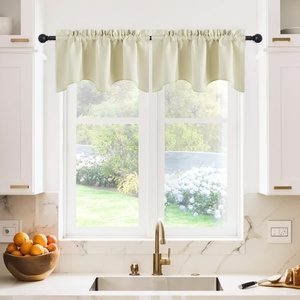 NICETOWN Blackout Kitchen Valances for Windo 18 Inch Length Rod Pocket(Light Beige)