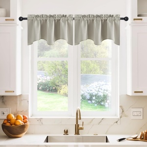 NICETOWN Blackout Kitchen Valances for Windo 18 Inch Length Rod Pocket(Natural)