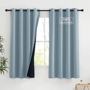 NICETOWN Boho Floral Curtains 100% Blackout for Living Room Bedroom 96 Inches Long Vintage Flower Drapes Thermal Insulated Soundproof Mid Century Botanica Grommet Window Treatment, 52″ W, 2 Panels(Greyish Blue)