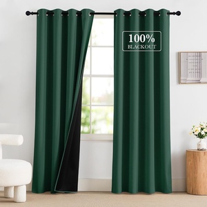 NICETOWN Boho Floral Curtains 100% Blackout for Living Room Bedroom 96 Inches Long Vintage Flower Drapes Thermal Insulated Soundproof Mid Century Botanica Grommet Window Treatment, 52″ W, 2 Panels(Hunter Green)