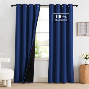 NICETOWN Boho Floral Curtains 100% Blackout for Living Room Bedroom 96 Inches Long Vintage Flower Drapes Thermal Insulated Soundproof Mid Century Botanica Grommet Window Treatment, 52″ W, 2 Panels(Royal Blue)