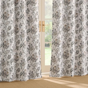 NICETOWN Boho Floral Curtains 100% Blackout for Living Room Bedroom 96 Inches Long Vintage Flower Drapes Thermal Insulated Soundproof Mid Century Botanica Grommet Window Treatment, 52″ W, 2 Panels(Floral Off White)