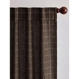 NICETOWN Olive Green Linen Plaid Bedroom Curtains, Rod Pocket & Back Tab Geometric Jacquard Thick Wovern Mudcloth Light Filtering Window Treatments for Home Decor, W52 x L84, 2 Panels(Brown)