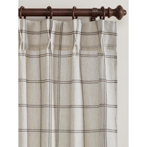 NICETOWN Pinch Pleated Blue Plaid Curtains 2 Panels, W40 x L84 in, Linen Blend Light Filtering Privacy Draperies with Grid Tartan Pattern, Premium Curtains for Living Room, Dining Room with Hooks(Linen White)