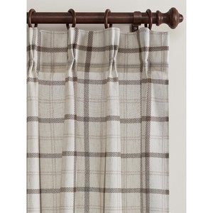 NICETOWN Pinch Pleated Blue Plaid Curtains 2 Panels, W40 x L84 in, Linen Blend Light Filtering Privacy Draperies with Grid Tartan Pattern, Premium Curtains for Living Room, Dining Room with Hooks(Off-white)