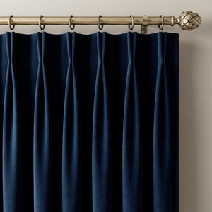 NICETOWN Sage Green Velvet Blackout Curtains 96 Inch Long for Bedroom, Dorm, Dining/Living Room, Thermal Solid Heavy Matt Pinch Pleat Back Tab Track Window Treatment for Hall, Theater (2 Panels, 40 W)(Navy Blue)