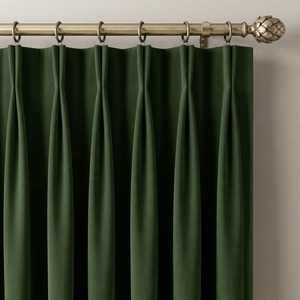 NICETOWN Sage Green Velvet Blackout Curtains 96 Inch Long for Bedroom, Dorm, Dining/Living Room, Thermal Solid Heavy Matt Pinch Pleat Back Tab Track Window Treatment for Hall, Theater (2 Panels, 40 W)(Olive Green)
