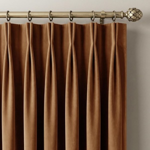 NICETOWN Sage Green Velvet Blackout Curtains 96 Inch Long for Bedroom, Dorm, Dining/Living Room, Thermal Solid Heavy Matt Pinch Pleat Back Tab Track Window Treatment for Hall, Theater (2 Panels, 40 W)(Gold Brown)