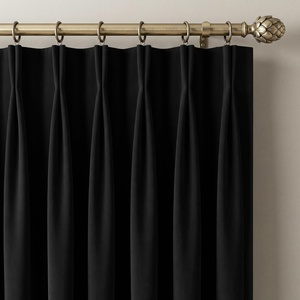 NICETOWN Sage Green Velvet Blackout Curtains 96 Inch Long for Bedroom, Dorm, Dining/Living Room, Thermal Solid Heavy Matt Pinch Pleat Back Tab Track Window Treatment for Hall, Theater (2 Panels, 40 W)(Black)
