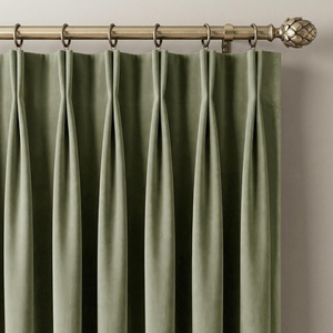 NICETOWN Sage Green Velvet Blackout Curtains 96 Inch Long for Bedroom, Dorm, Dining/Living Room, Thermal Solid Heavy Matt Pinch Pleat Back Tab Track Window Treatment for Hall, Theater (2 Panels, 40 W)(Sage Green)