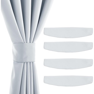 NICETOWN Strong Magnetic Curtain Tiebacks – Modern Simple Style Curtain Ties Backs Holdbacks Holders for Indoor/Outdoor Curtains (White, 18.5 X 4 Inches, Set of 4)(Greyish White)