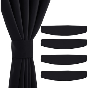 NICETOWN Strong Magnetic Curtain Tiebacks – Modern Simple Style Curtain Ties Backs Holdbacks Holders for Indoor/Outdoor Curtains (White, 18.5 X 4 Inches, Set of 4)(Black)