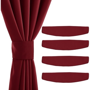 NICETOWN Strong Magnetic Curtain Tiebacks – Modern Simple Style Curtain Ties Backs Holdbacks Holders for Indoor/Outdoor Curtains (White, 18.5 X 4 Inches, Set of 4)(Burgundy Red)