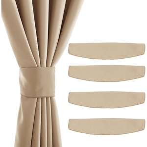 NICETOWN Strong Magnetic Curtain Tiebacks – Modern Simple Style Curtain Ties Backs Holdbacks Holders for Indoor/Outdoor Curtains (White, 18.5 X 4 Inches, Set of 4)(Beige)