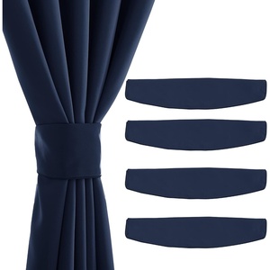 NICETOWN Strong Magnetic Curtain Tiebacks – Modern Simple Style Curtain Ties Backs Holdbacks Holders for Indoor/Outdoor Curtains (White, 18.5 X 4 Inches, Set of 4)(Navy Blue)