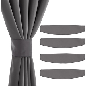 NICETOWN Strong Magnetic Curtain Tiebacks – Modern Simple Style Curtain Ties Backs Holdbacks Holders for Indoor/Outdoor Curtains (White, 18.5 X 4 Inches, Set of 4)(Grey)
