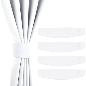 NICETOWN Strong Magnetic Curtain Tiebacks – Modern Simple Style Curtain Ties Backs Holdbacks Holders for Indoor/Outdoor Curtains (White, 18.5 X 4 Inches, Set of 4)(White)