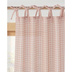 NICETOWN Tie Top Pink Linen Curtains for Girls Room, W52xL84, 2 Panels(Blush Pink)