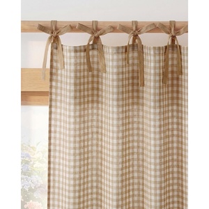 NICETOWN Tie Top Pink Linen Curtains for Girls Room, W52xL84, 2 Panels(Taupe)