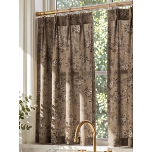 NICETOWN Vintage Floral Curtain & Drapes 84 Inches Long, W52 x L84, Khaki(Khaki)