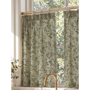 NICETOWN Vintage Floral Curtain & Drapes 84 Inches Long, W52 x L84, Khaki(Sage Green)