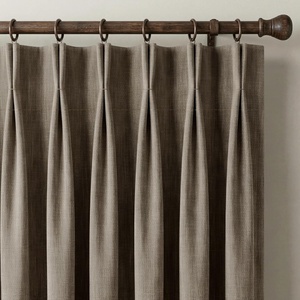 NICETOWN Vintage Olive Dark Green Pinch Pleated Linen Curtains 90 inch Long(French Taupe)
