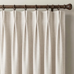 NICETOWN Vintage Olive Dark Green Pinch Pleated Linen Curtains 90 inch Long(Natural)