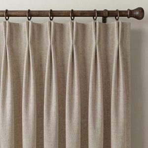 NICETOWN Vintage Olive Dark Green Pinch Pleated Linen Curtains 90 inch Long(Oatmeal)