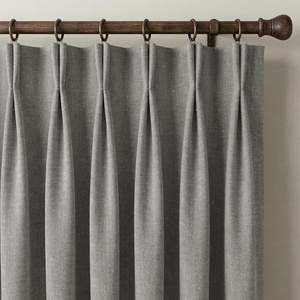 NICETOWN Vintage Olive Dark Green Pinch Pleated Linen Curtains 90 inch Long(Stone Grey)