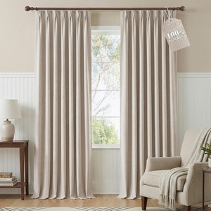NICETOWN Vintage Olive Dark Green Pinch Pleated Linen Curtains 90 inch Long(Taupe)