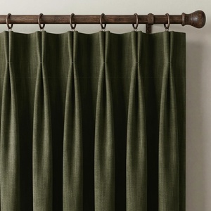 NICETOWN Vintage Olive Dark Green Pinch Pleated Linen Curtains 90 inch Long(Vintage Olive)