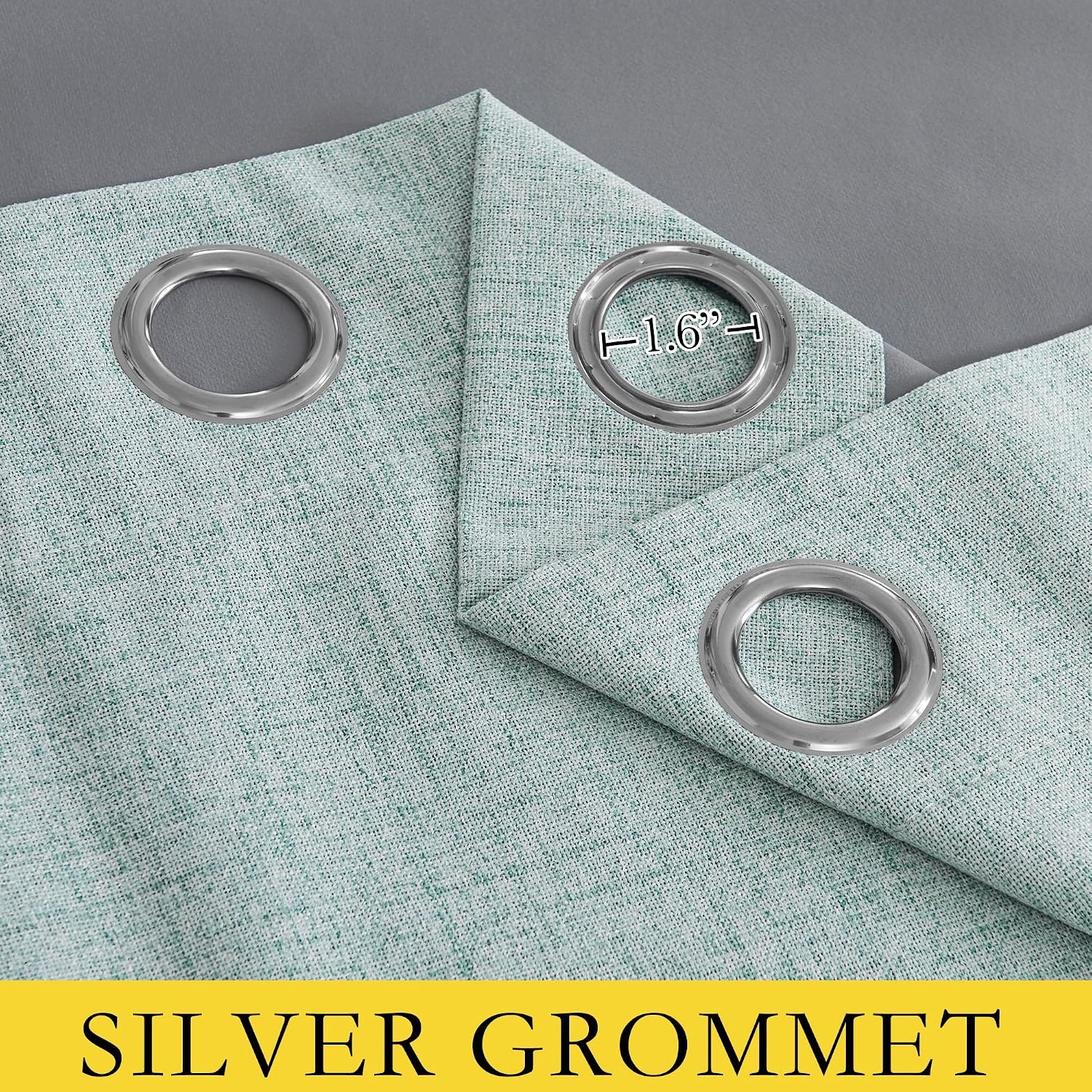 image:imageNICETOWN 100 Absolutely Blackout Linen Curtains with Thermal Insulated Liner Seafoam Green 42 Wide 45 Length Energy Saving Curtains for Dining Room 2 Panels Set Vertical Blinds