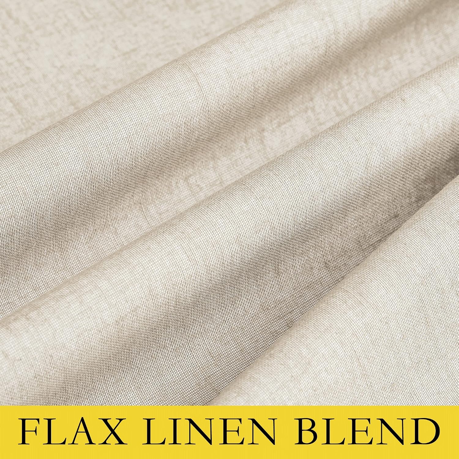 image:imageNICETOWN 100 Absolutely Blackout Linen Curtains with Thermal Insulated White Liner 52 W 2 PCs Beige 102 Long Drapes Sweep The Floor Decorative Keep Privacy Panels for Living RoomVillaBedroom