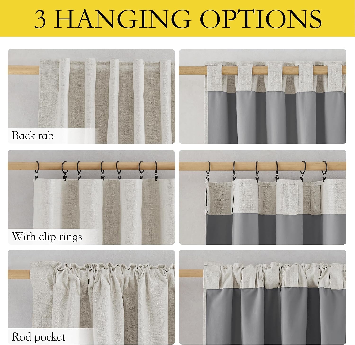 image:imageNICETOWN 100 Blackout Linen Curtains for BedroomLiving Room 90 L 2 PCsAlabaster Gray