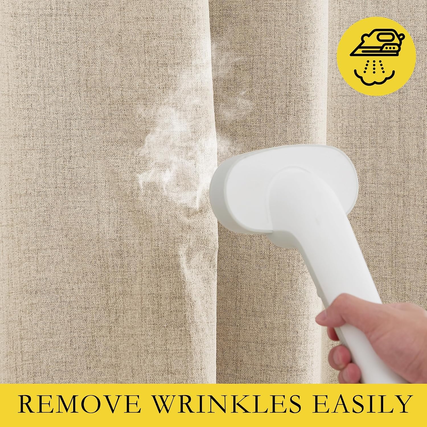 image:imageNICETOWN 100 Blackout Linen Curtains for BedroomLiving Room 90 L 2 PCsBeige