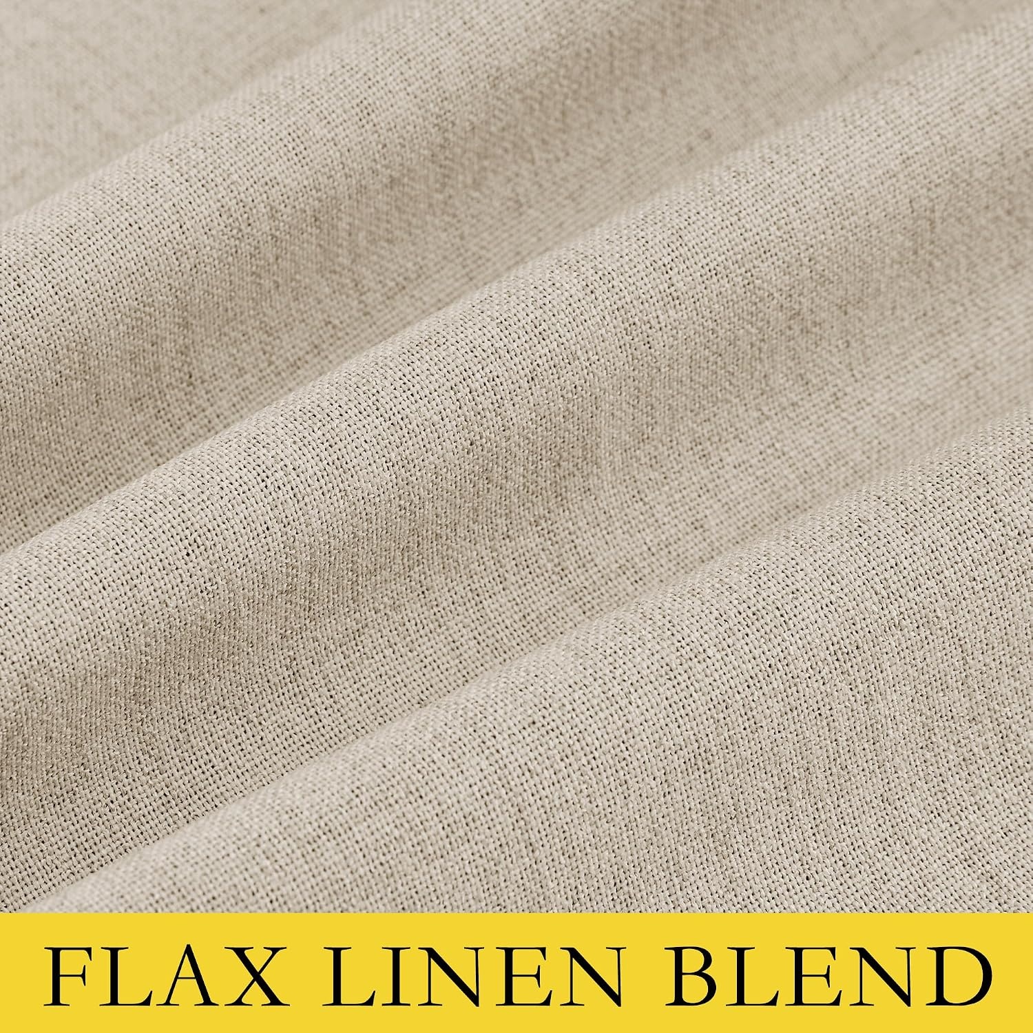 image:imageNICETOWN 100 Blackout Linen Curtains for BedroomLiving Room 90 L 2 PCsBeige