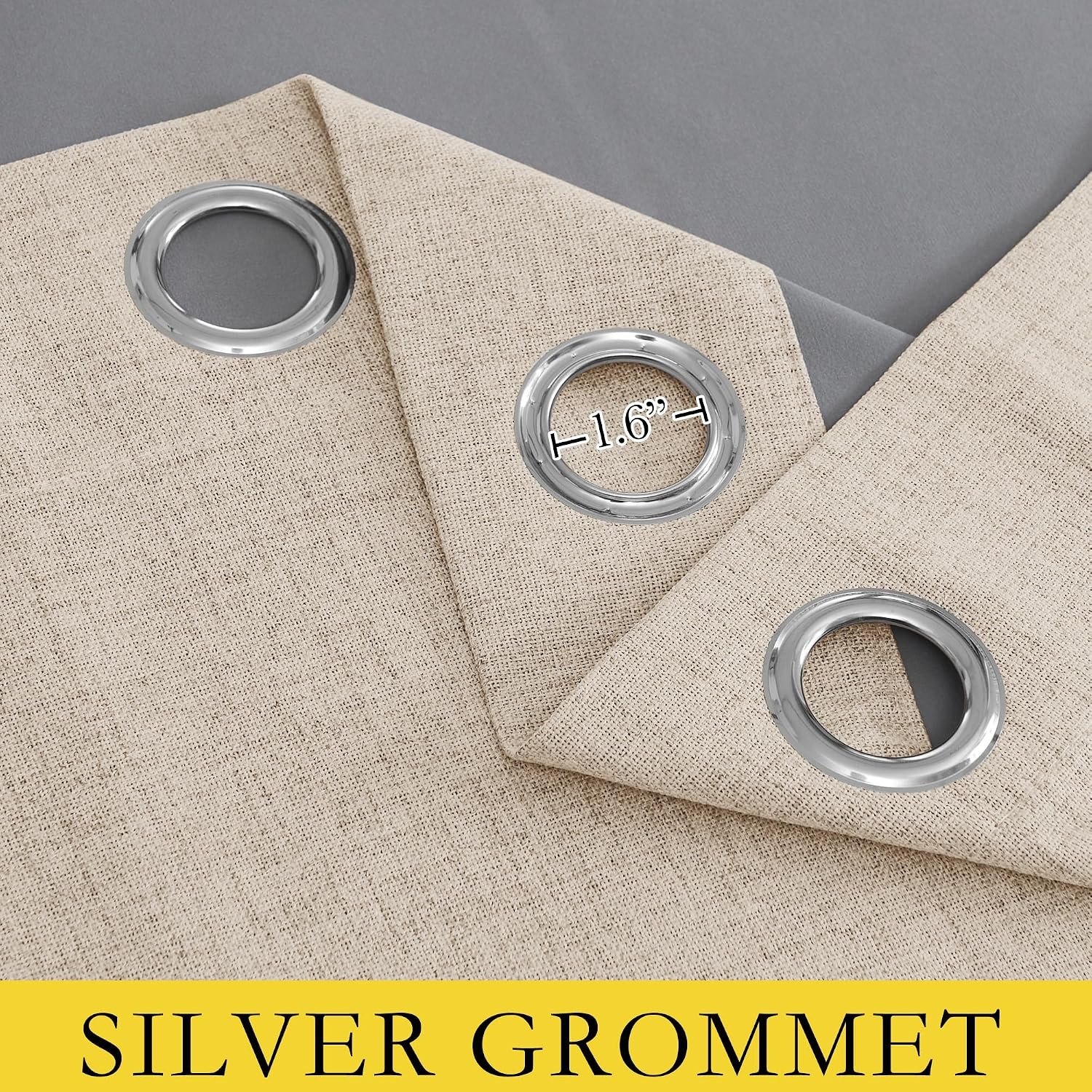 image:imageNICETOWN 100 Blackout Linen Curtains for BedroomLiving Room 90 L 2 PCsBeige