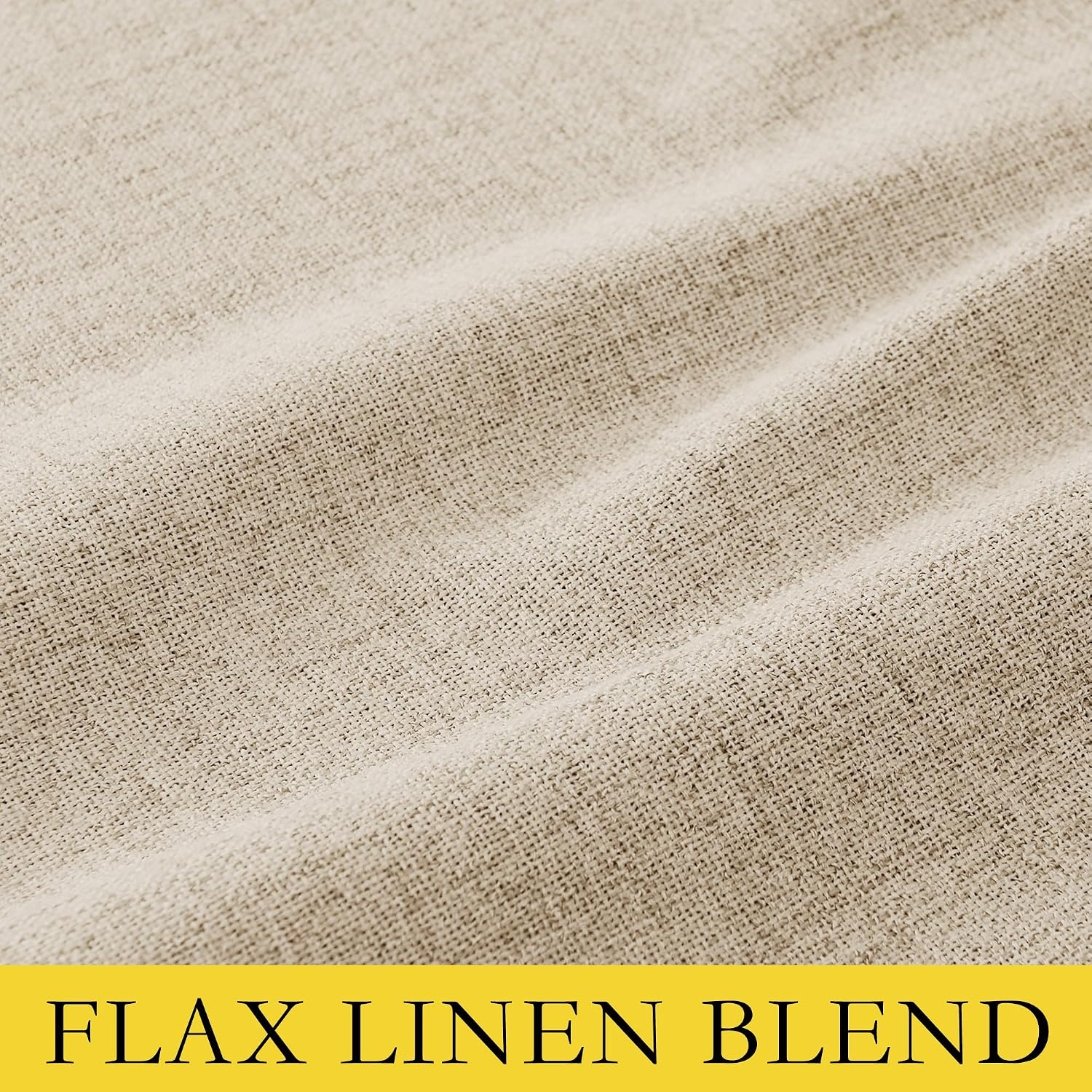 image:imageNICETOWN 100 Blackout Linen Curtains for BedroomLiving Room 90 L 2 PCsBeige