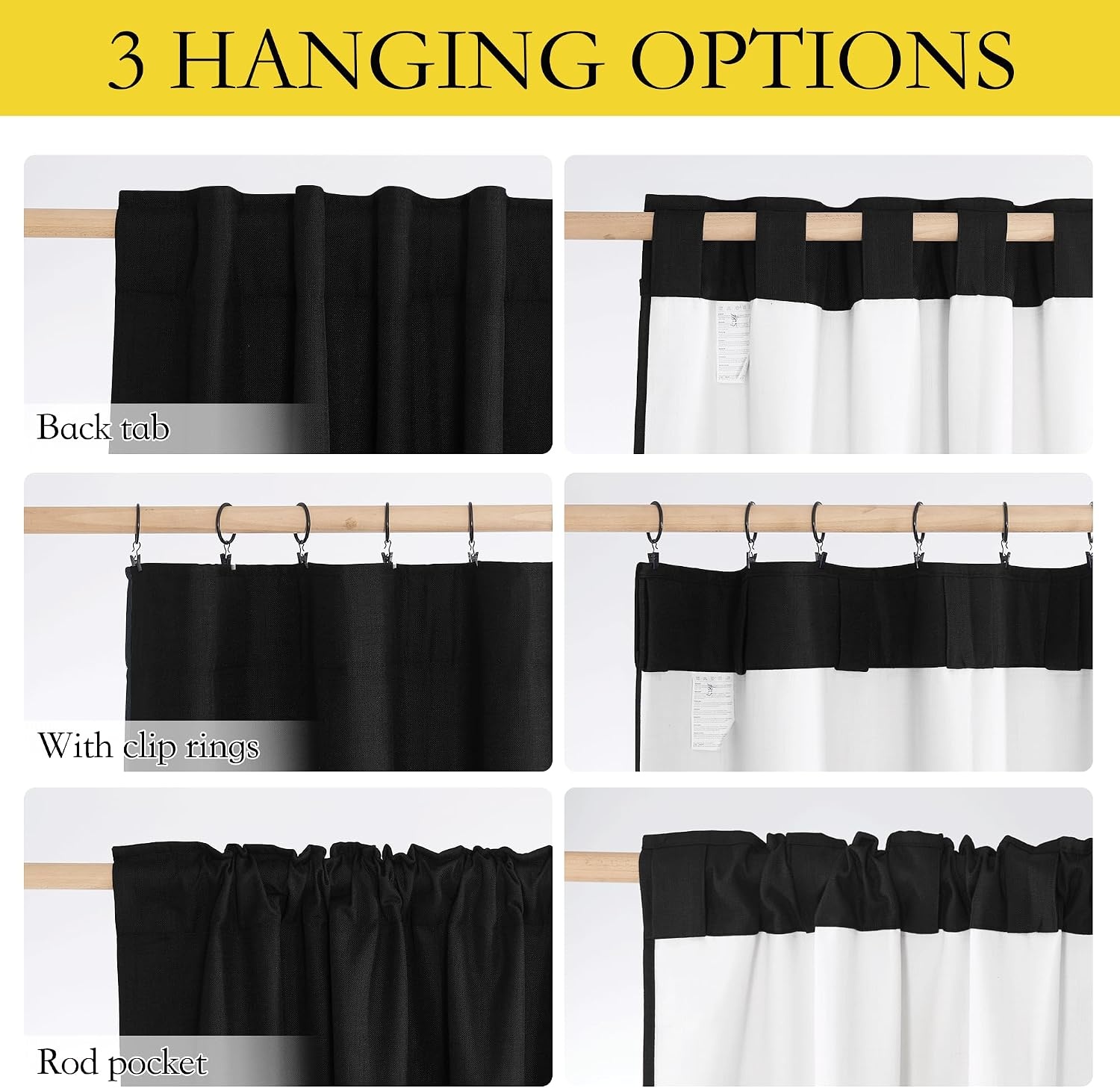 image:imageNICETOWN 100 Blackout Linen Curtains for BedroomLiving Room 90 L 2 PCsBlack