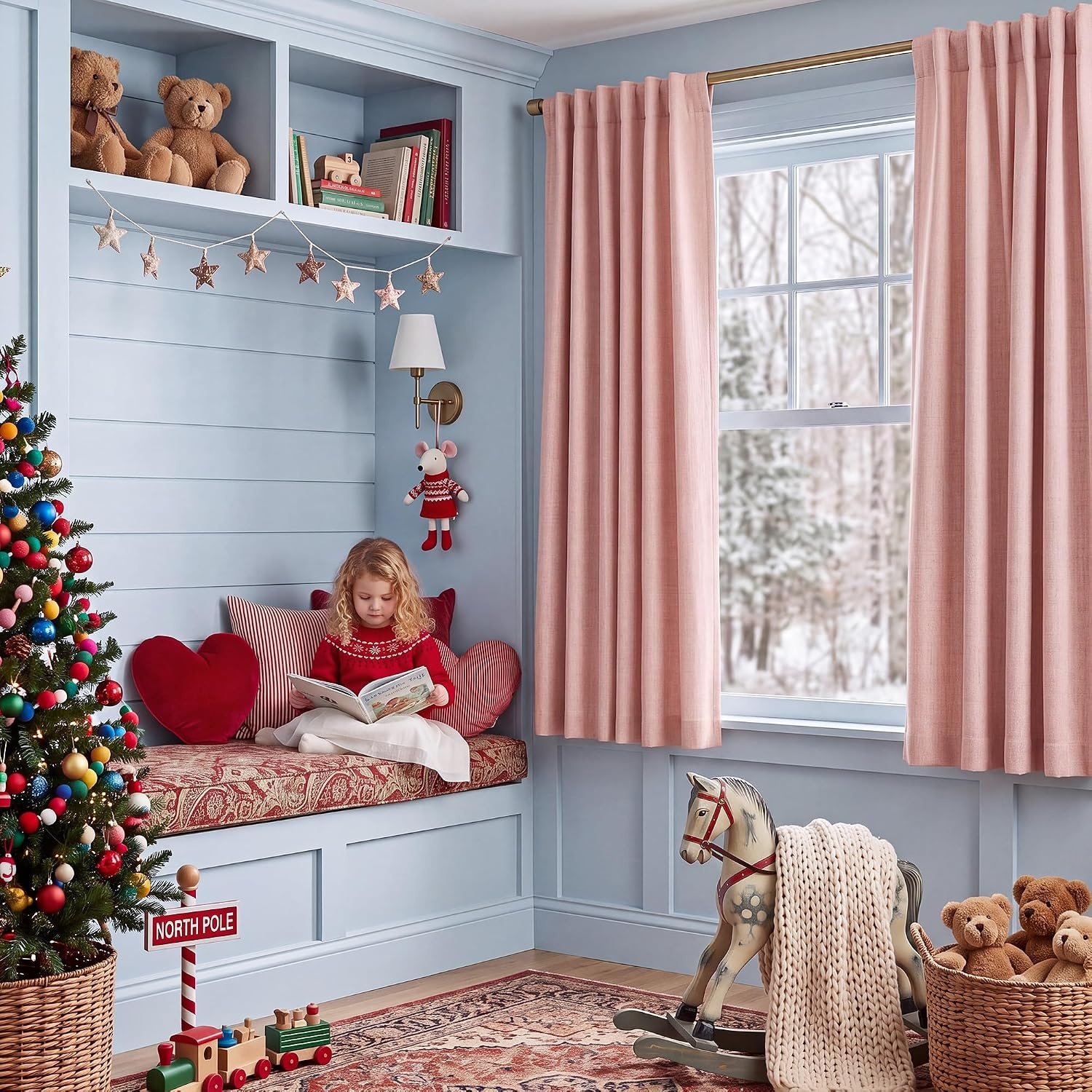 image:imageNICETOWN 100 Blackout Linen Curtains for BedroomLiving Room 90 L 2 PCsBlush Pink