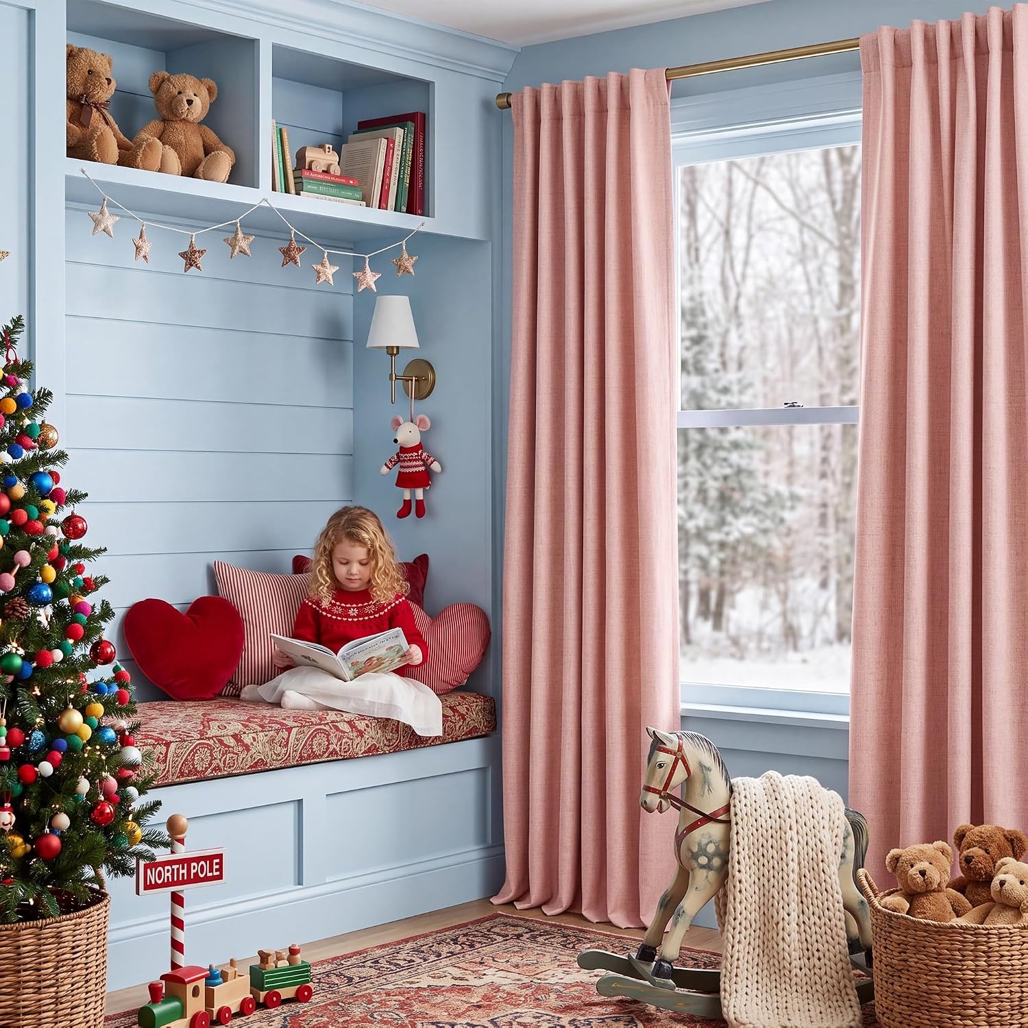 image:imageNICETOWN 100 Blackout Linen Curtains for BedroomLiving Room 90 L 2 PCsBlush Pink