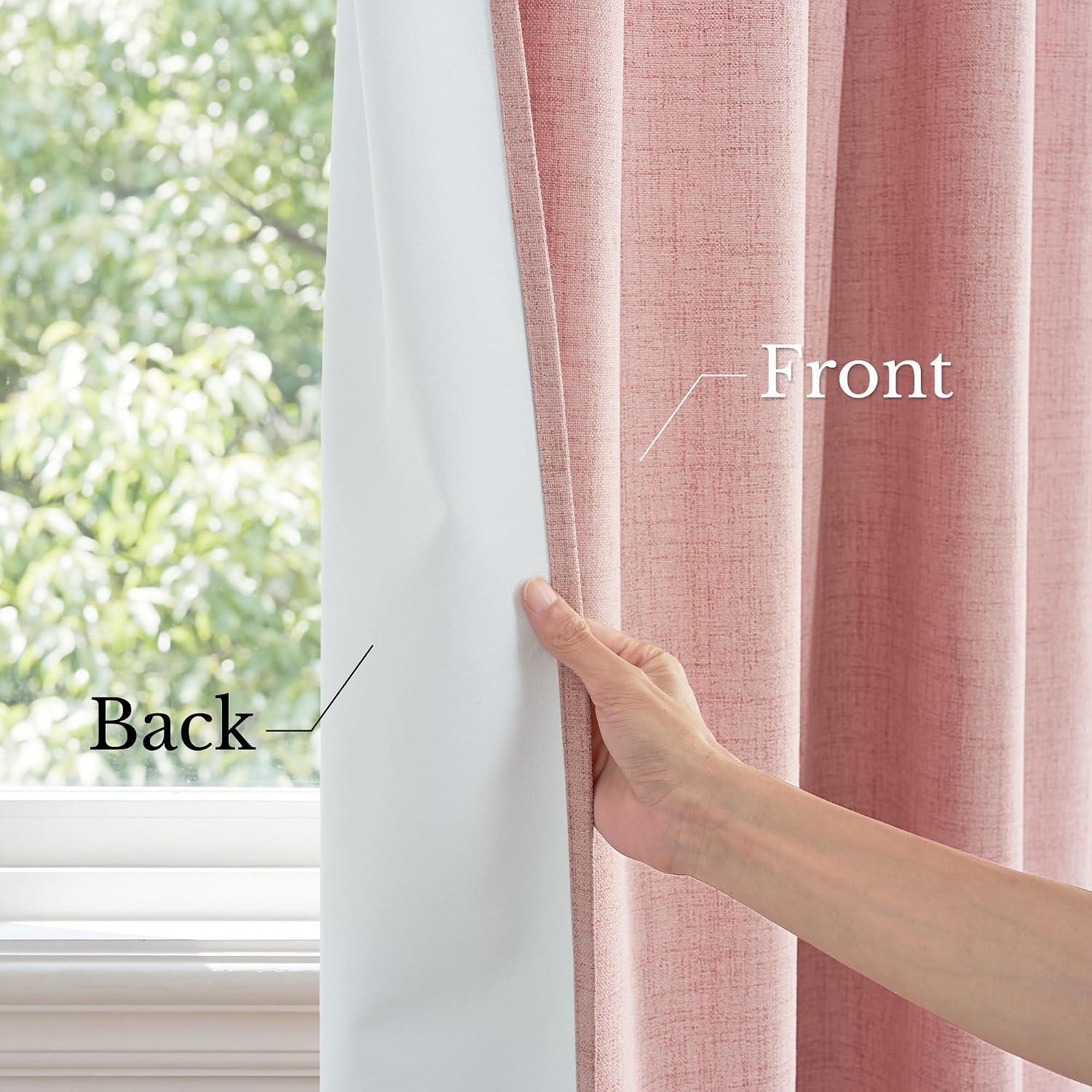 image:imageNICETOWN 100 Blackout Linen Curtains for BedroomLiving Room 90 L 2 PCsBlush Pink