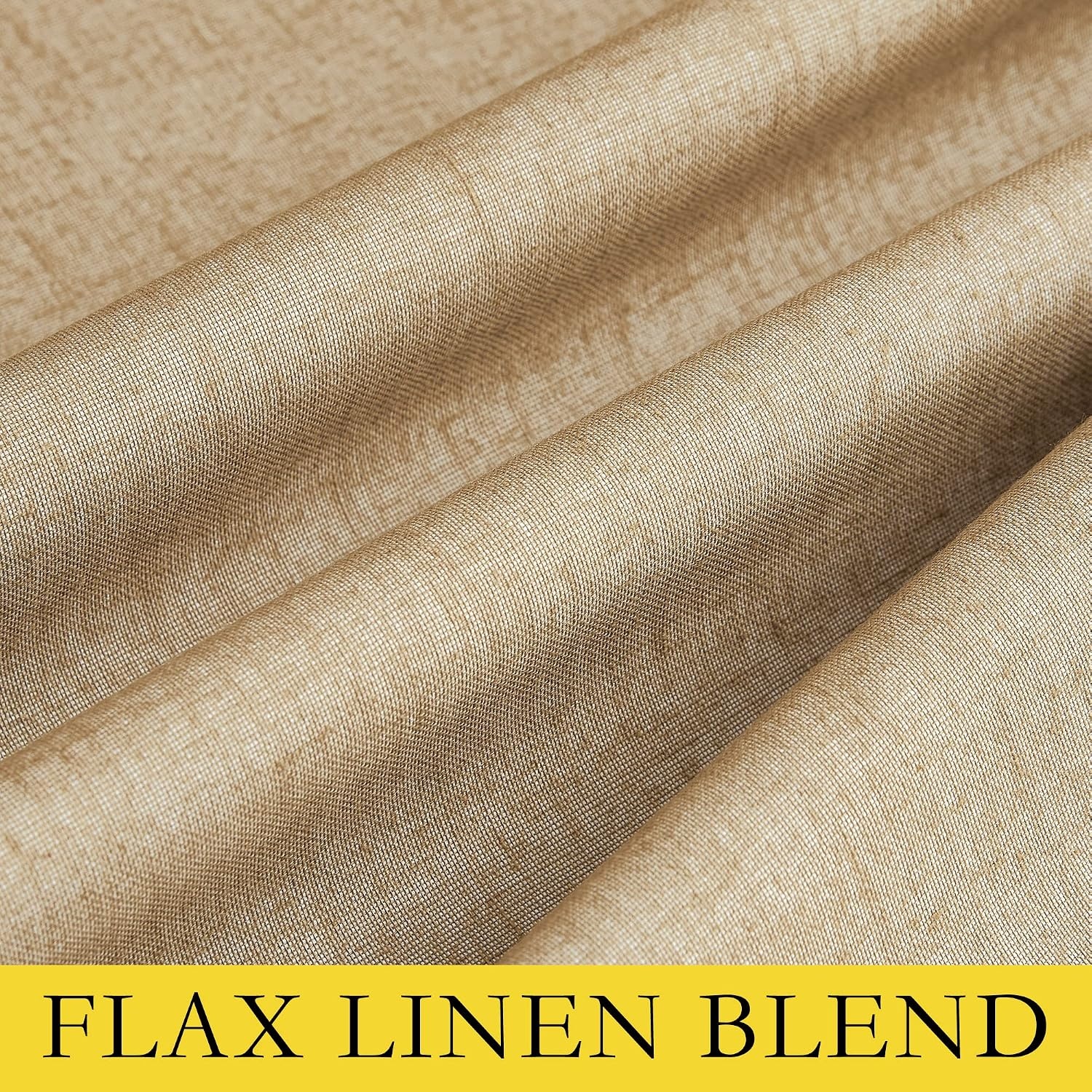 image:imageNICETOWN 100 Blackout Linen Curtains for BedroomLiving Room 90 L 2 PCsCamel