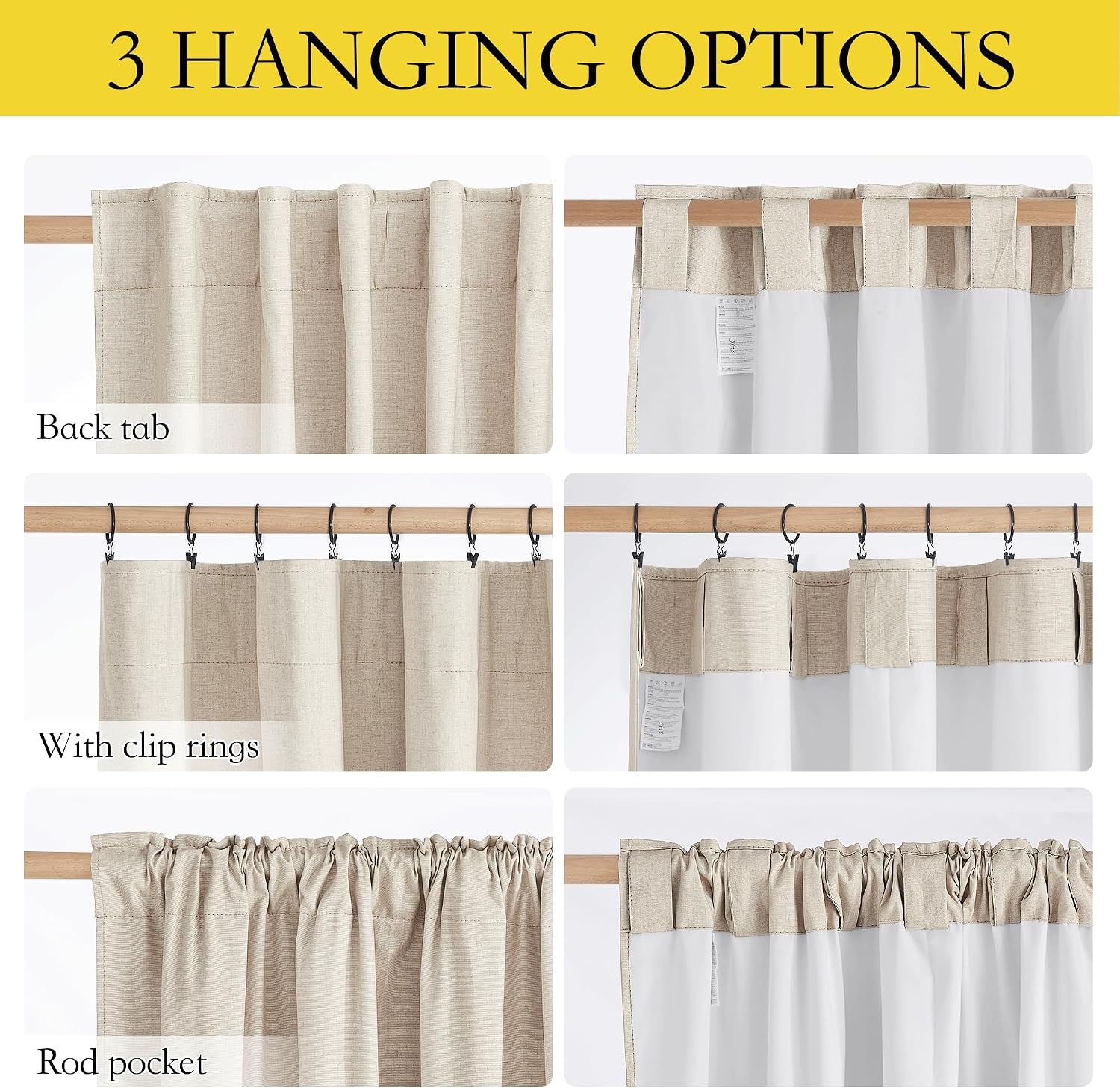image:imageNICETOWN 100 Blackout Linen Curtains for BedroomLiving Room 90 L 2 PCsChampagne