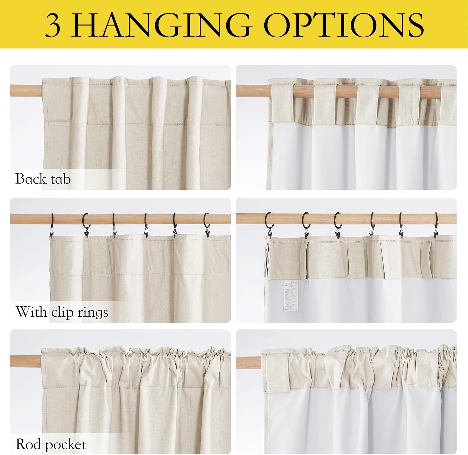 image:imageNICETOWN 100 Blackout Linen Curtains for BedroomLiving Room 90 L 2 PCsChampagne