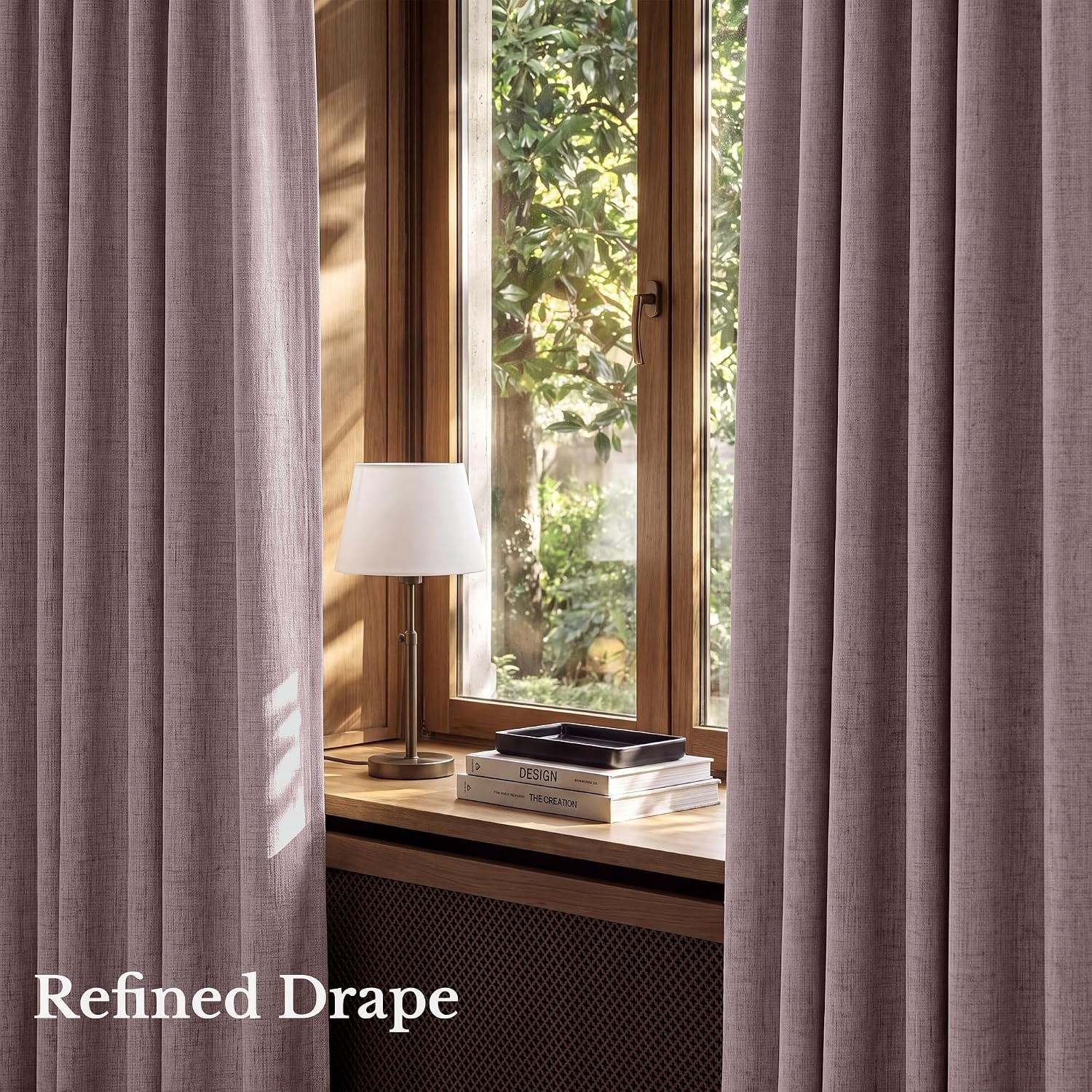 image:imageNICETOWN 100 Blackout Linen Curtains for BedroomLiving Room 90 L 2 PCsDusty Mauve