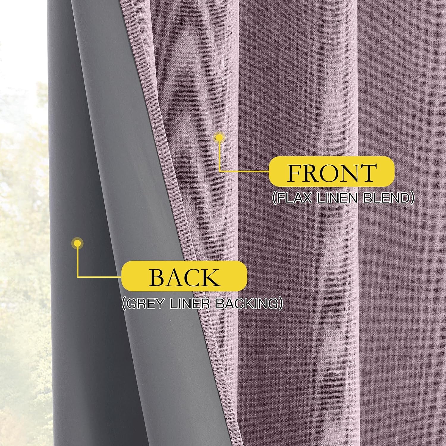 image:imageNICETOWN 100 Blackout Linen Curtains for BedroomLiving Room 90 L 2 PCsDusty Mauve