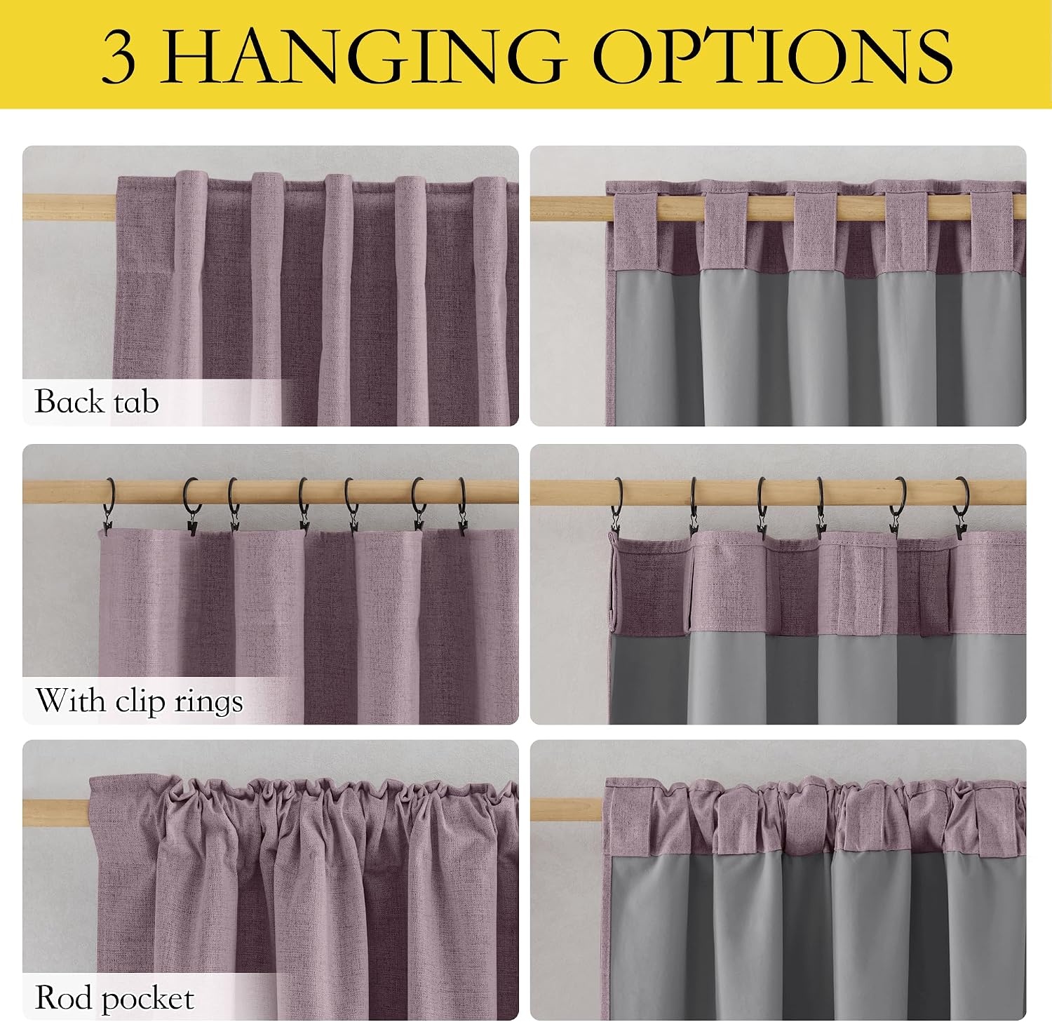 image:imageNICETOWN 100 Blackout Linen Curtains for BedroomLiving Room 90 L 2 PCsDusty Mauve