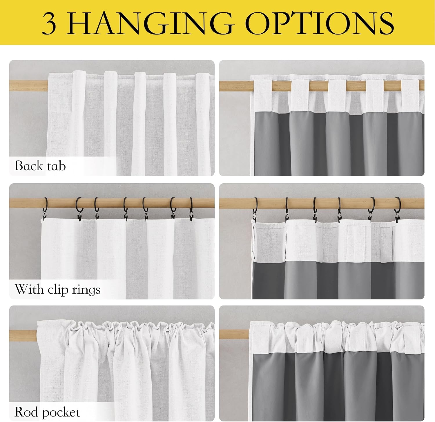 image:imageNICETOWN 100 Blackout Linen Curtains for BedroomLiving Room 90 L 2 PCsGreyish White